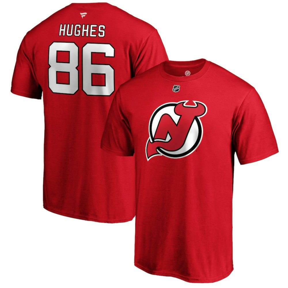 Jack Hughes New Jersey Devils Fanatics Authentic Stack Player Name & Number T-Shirt