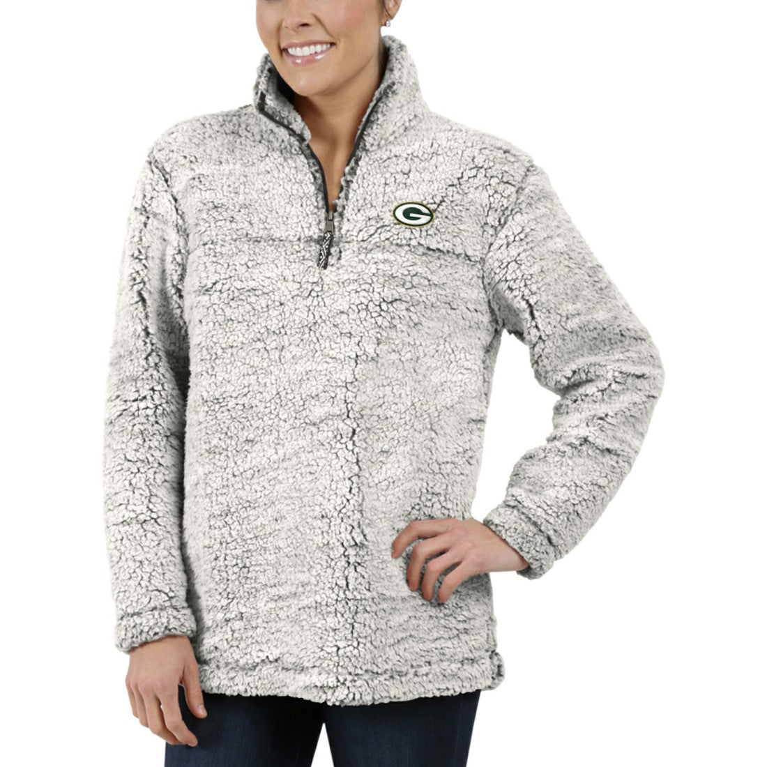 NFL Green Bay Packers Women's Sherpa Quarter-Zip Pullover Jacket