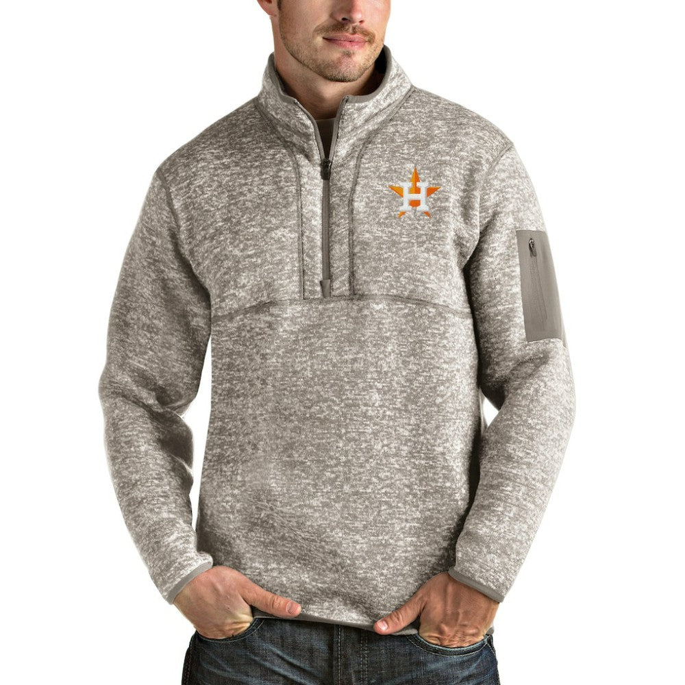 Houston Astros Antigua Fortune Quarter-Zip Pullover Jacket - Oatmeal