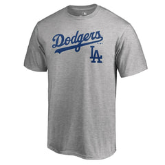 Los Angeles Dodgers Team Lockup T-Shirt - Heathered Gray