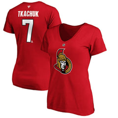 Brady Tkachuk Ottawa Senators Fanatics Women's Authentic Stack Name & Number V-Neck T-Shirt
