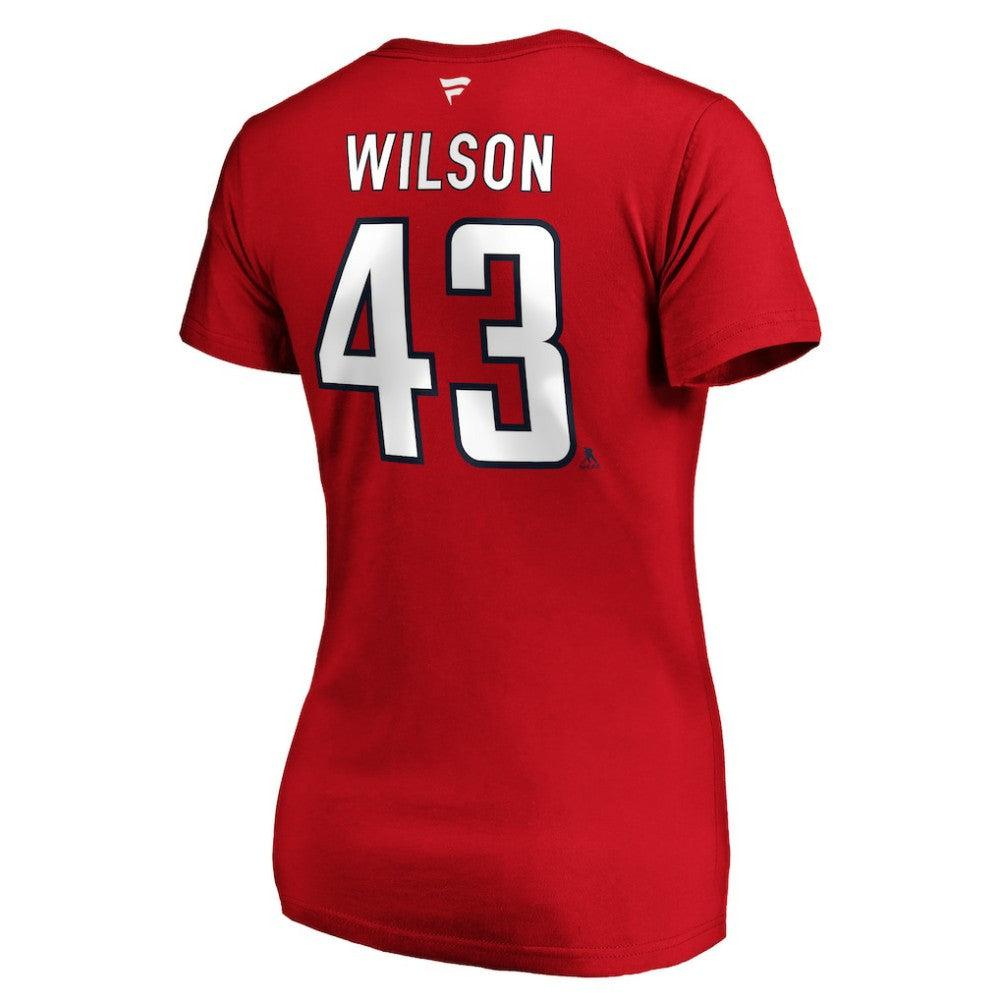 Tom Wilson Washington Capitals Fanatics Women's Authentic Stack Name & Number V-Neck T-Shirt