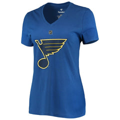 Jordan Binnington St. Louis Blues Fanatics Women's Authentic Stack Name & Number V-Neck T-Shirt