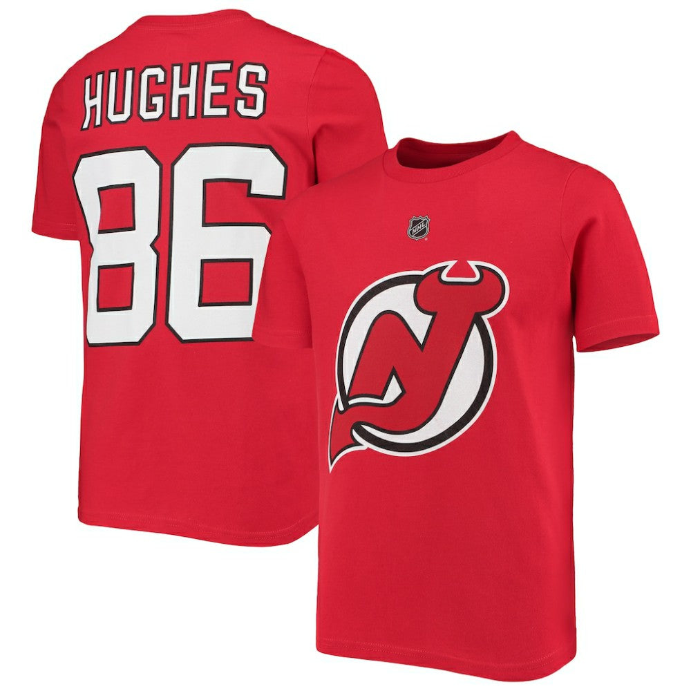 Jack Hughes New Jersey Devils Youth Player Name & Number T-Shirt