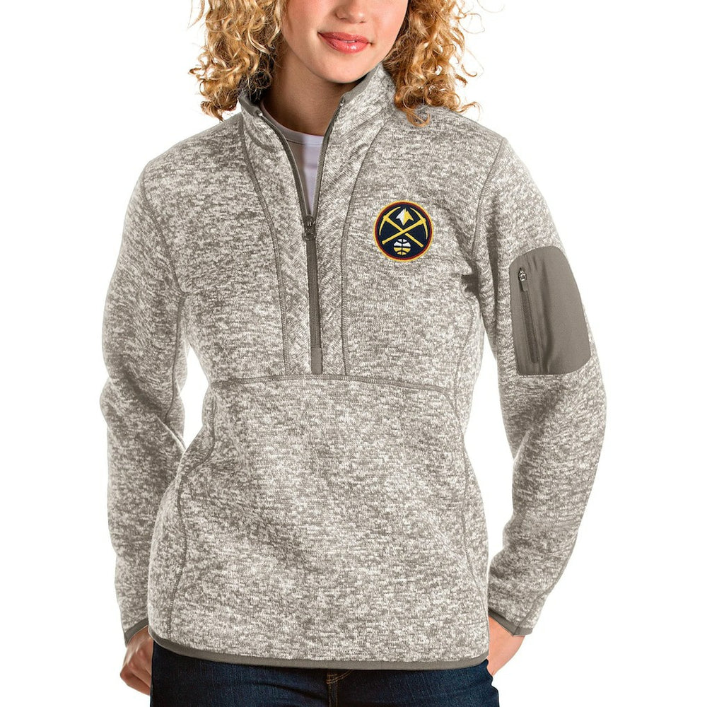 Denver Nuggets Antigua Women's Fortune Quarter-Zip Pullover Jacket sale - Natural discount