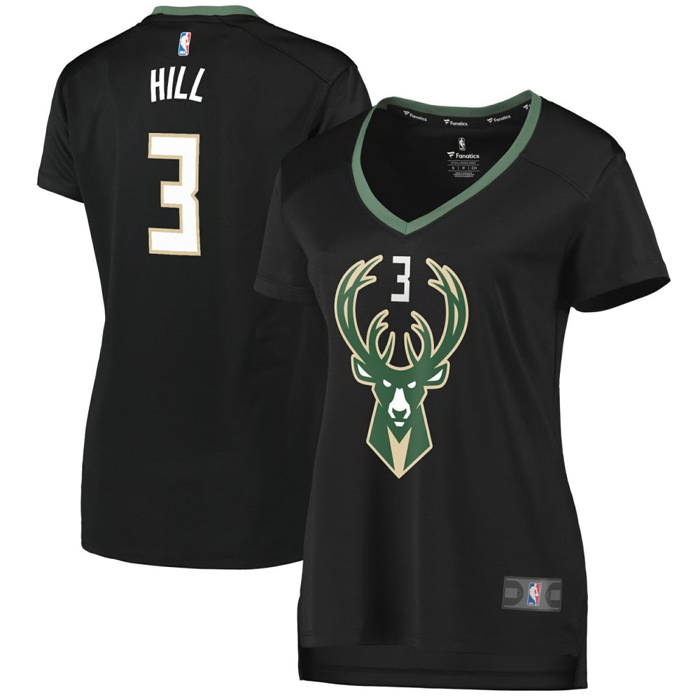 George Hill Milwaukee Bucks Women's Fast Break Replica Player Jersey - Statement Edition - Black | Fanatics cheap