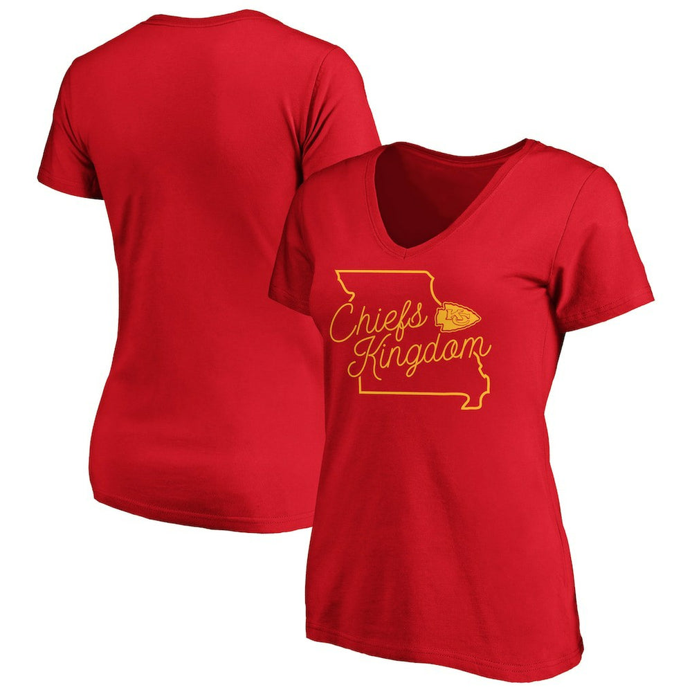 NFL Kansas City Chiefs Women's Iconic Script State V-Neck T-Shirt