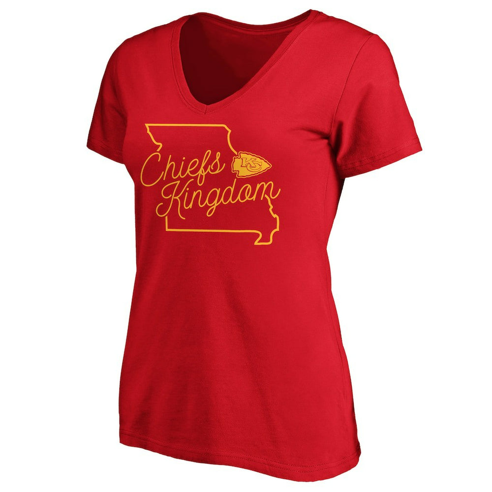 NFL Kansas City Chiefs Women's Iconic Script State V-Neck T-Shirt