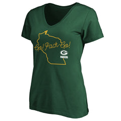 NFL Green Bay Packers Women's Team Iconic Script State V-Neck T-Shirt