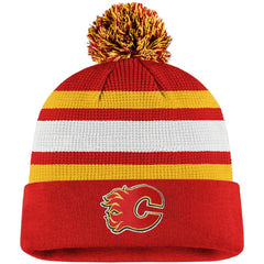 Calgary Flames Fanatics Authentic Pro Cuffed Pom Knit Hat