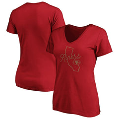 NFL San Francisco 49ers Women's Iconic Script State V-Neck T-Shirt