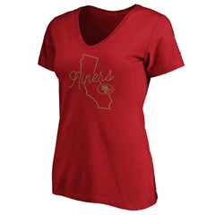 NFL San Francisco 49ers Women's Iconic Script State V-Neck T-Shirt