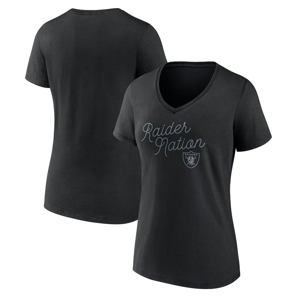NFL Las Vegas Raiders Women's Iconic Script State V-Neck T-Shirt