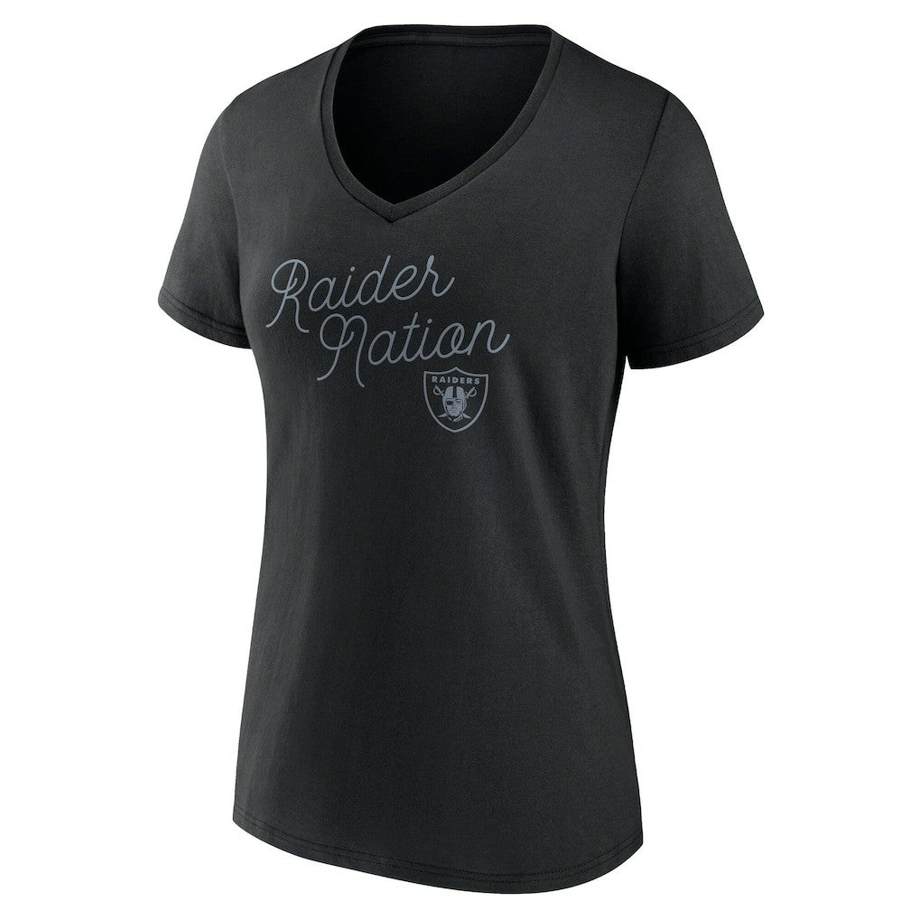NFL Las Vegas Raiders Women's Iconic Script State V-Neck T-Shirt