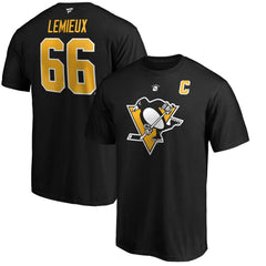 Mario Lemieux Pittsburgh Penguins Fanatics Authentic Stack Retired Player Name & Number T-Shirt