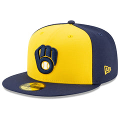 Milwaukee Brewers Alternate Authentic Collection On-Field 59FIFTY Fitted Hat - Navy/Yellow | New Era