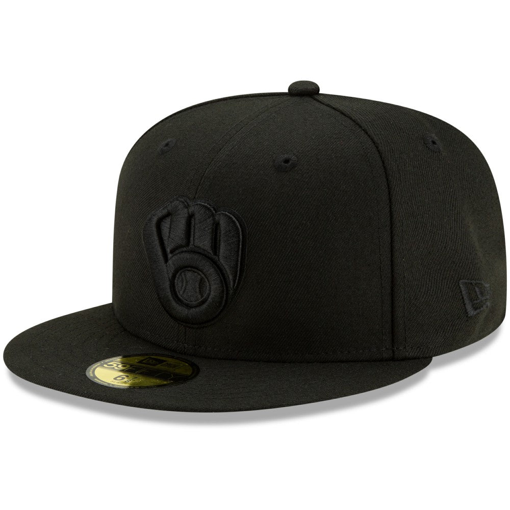 Milwaukee Brewers Black on Black 59FIFTY Fitted Hat - Black | New Era