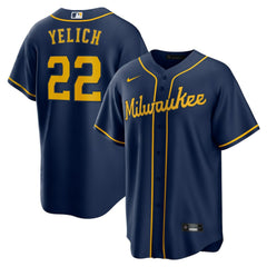 Christian Yelich Milwaukee Brewers Alternate 2 Replica Jersey - Navy | Nike