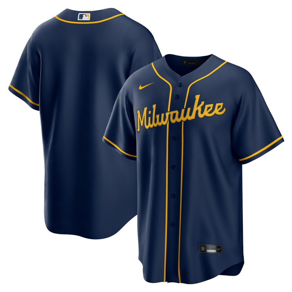 Milwaukee Brewers Alternate Replica Team Jersey - Navy | Nike