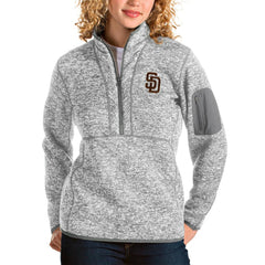 San Diego Padres Antigua Women's Fortune Half-Zip Pullover Jacket - Heather Gray