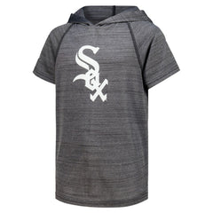 Chicago White Sox Stitches Youth Raglan Short Sleeve Pullover Hoodie - Heathered Black