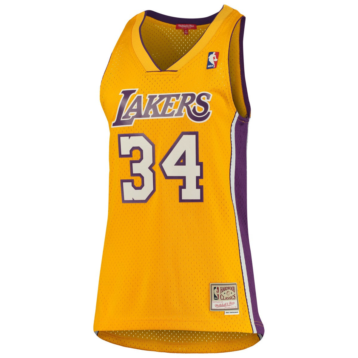 Shaquille O'Neal Los Angeles Lakers Women's 1999/00 Hardwood Classics Swingman Jersey - Gold | Mitchell & Ness on sale