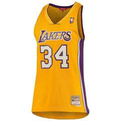 Shaquille O'Neal Los Angeles Lakers Women's 1999/00 Hardwood Classics Swingman Jersey - Gold | Mitchell & Ness on sale
