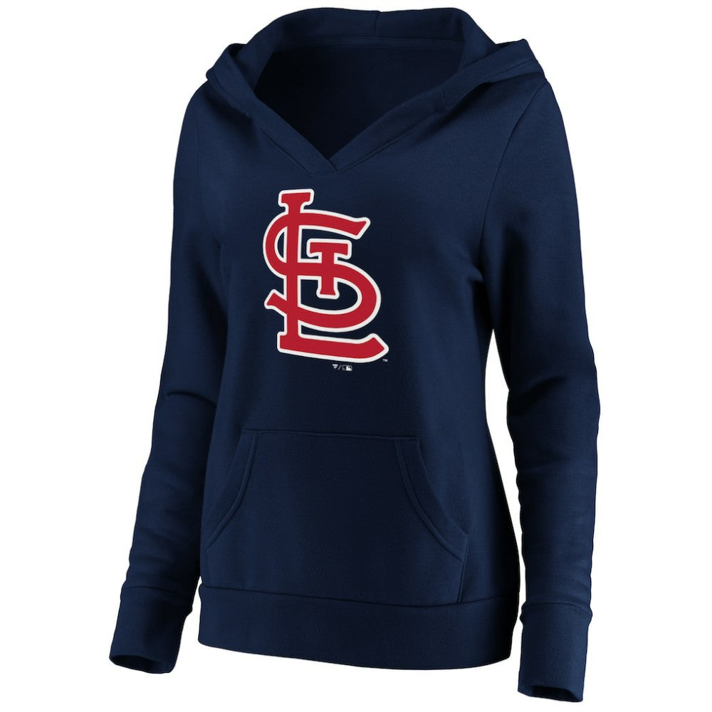 St. Louis Cardinals Women's Official Logo Crossover V-Neck Pullover Hoodie - Navy