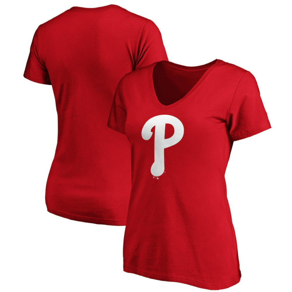 Philadelphia Phillies Women's Core Official Logo V-Neck T-Shirt - Red