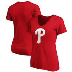 Philadelphia Phillies Women's Core Official Logo V-Neck T-Shirt - Red