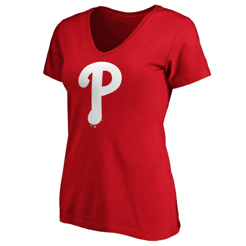 Philadelphia Phillies Women's Core Official Logo V-Neck T-Shirt - Red