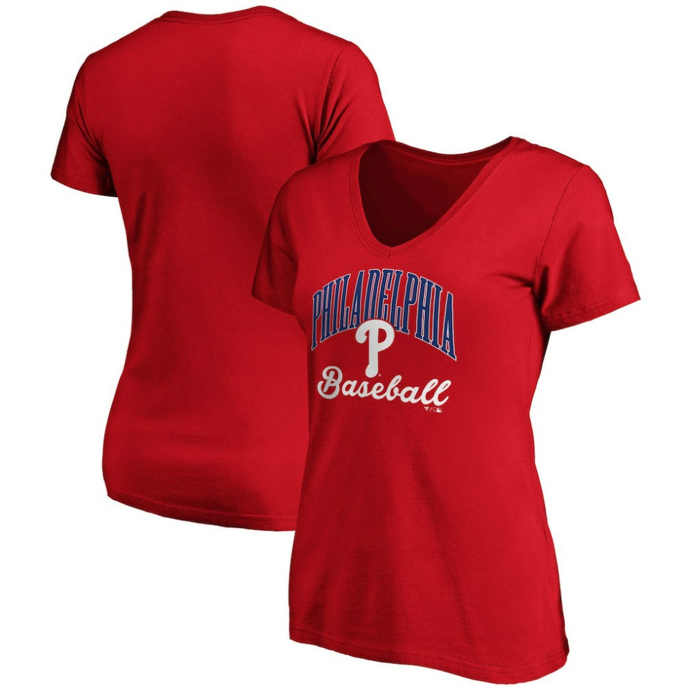 Philadelphia Phillies Women's Victory Script V-Neck T-Shirt - Red