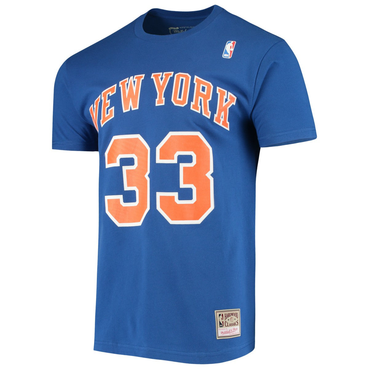 Patrick Ewing New York Knicks Hardwood Classics Stitch Name & Number T-Shirt - Blue | Mitchell & Ness outlet