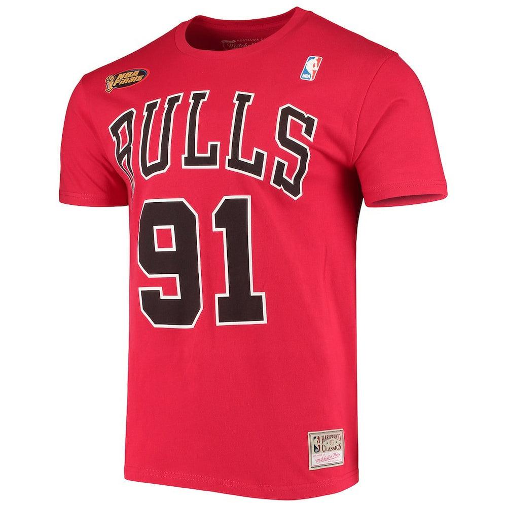 Dennis Rodman Chicago Bulls Hardwood Classics Stitch Name & Number T-Shirt sale - Red | Mitchell & Ness sale
