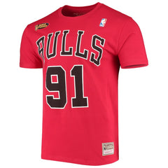 Dennis Rodman Chicago Bulls Hardwood Classics Stitch Name & Number T-Shirt sale - Red | Mitchell & Ness sale