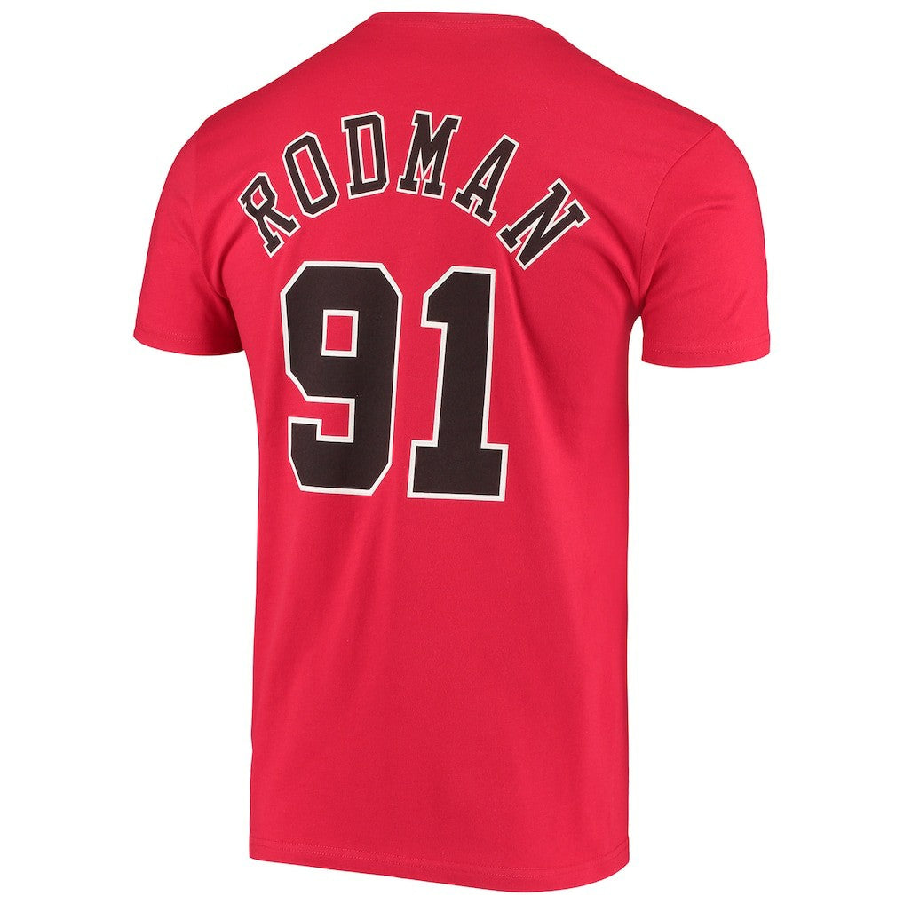 Dennis Rodman Chicago Bulls Hardwood Classics Stitch Name & Number T-Shirt sale - Red | Mitchell & Ness sale