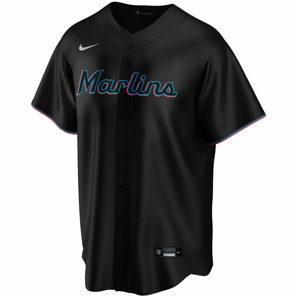 Miami Marlins Alternate Replica Custom Jersey - Black | Nike