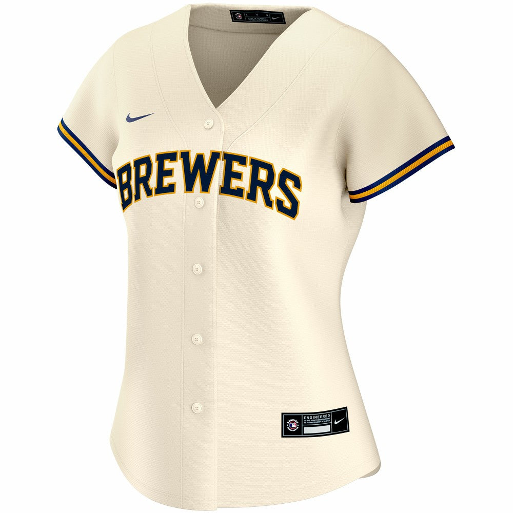 Milwaukee Brewers Women's Home Replica Custom Jersey - Cream | Nike