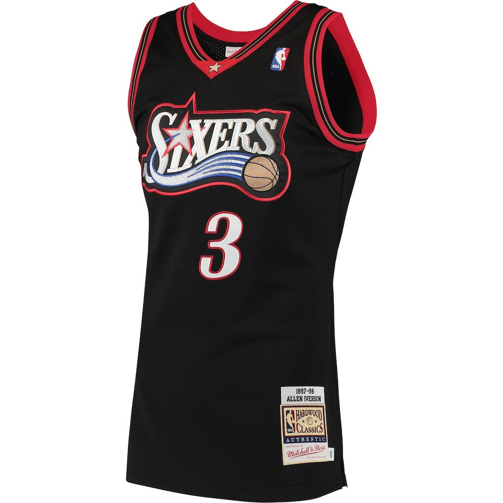 Allen Iverson Philadelphia 76ers 1997/98 Hardwood Classics Authentic Jersey - Black | Mitchell & Ness discount