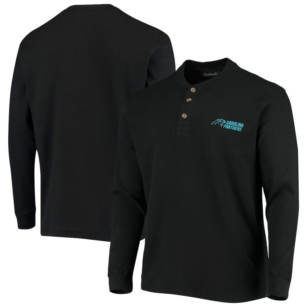 NFL Carolina Panthers Dunbrooke Logo Maverick Thermal Henley Long Sleeve T-Shirt