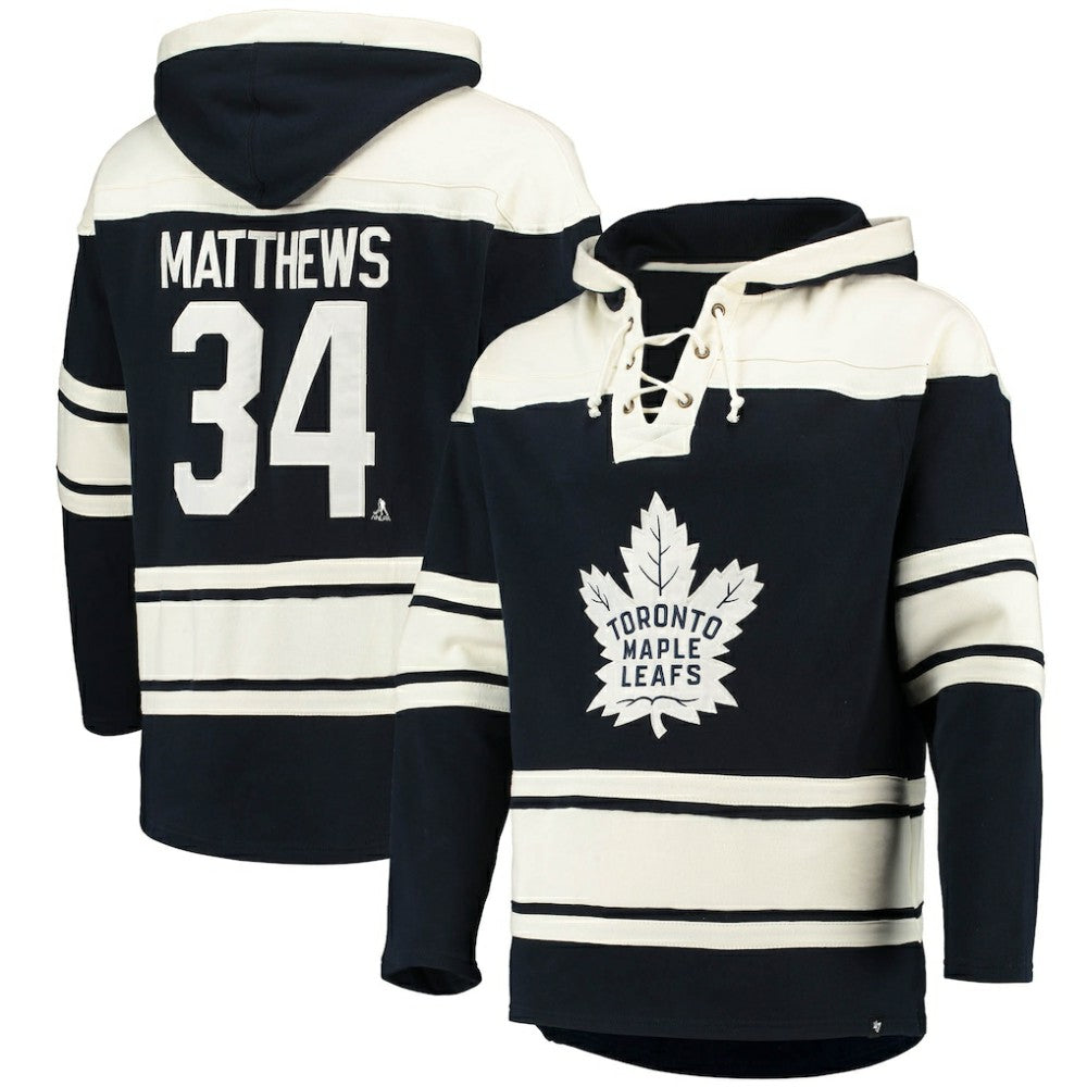 Auston Matthews Toronto Maple Leafs '47 Player Name & Number Lacer Pullover Hoodie