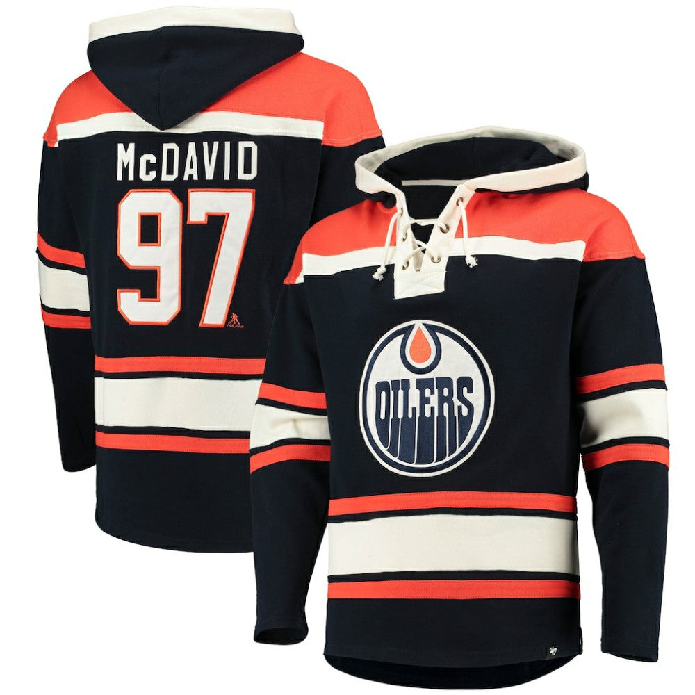 Connor McDavid Edmonton Oilers '47 Player Name & Number Lacer Pullover Hoodie