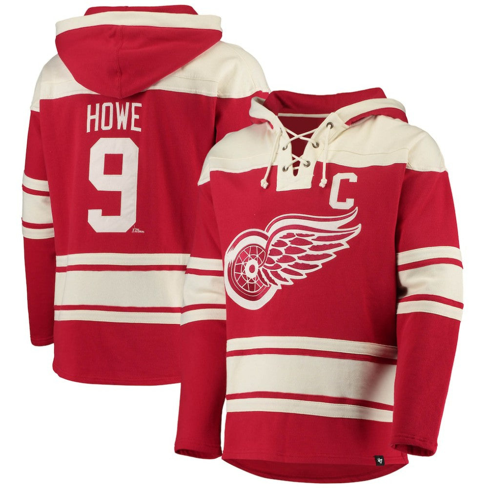 Gordie Howe Detroit Red Wings '47 Retired Player Name & Number Lacer Pullover Hoodie