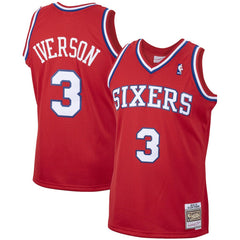 Allen Iverson Philadelphia 76ers 2002/03 Hardwood Classics Swingman Jersey - Red | Mitchell & Ness online
