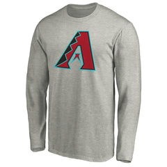 Arizona Diamondbacks Official Team Logo Long Sleeve T-Shirt - Heather Gray