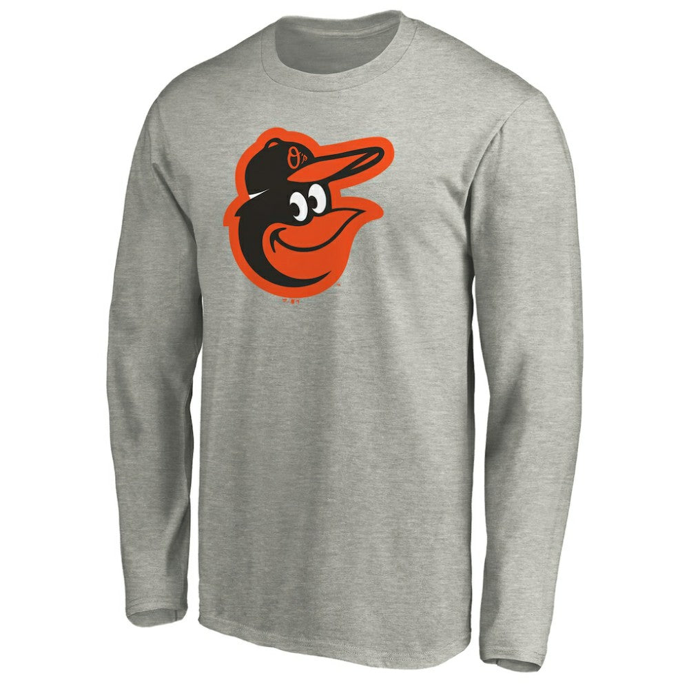 Baltimore Orioles Official Team Logo Long Sleeve T-Shirt - Heather Gray