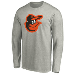 Baltimore Orioles Official Team Logo Long Sleeve T-Shirt - Heather Gray