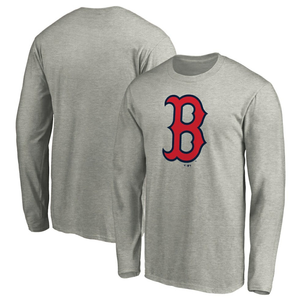Boston Red Sox Official Team Logo Long Sleeve T-Shirt - Heather Gray