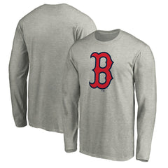 Boston Red Sox Official Team Logo Long Sleeve T-Shirt - Heather Gray
