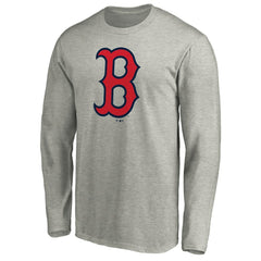 Boston Red Sox Official Team Logo Long Sleeve T-Shirt - Heather Gray